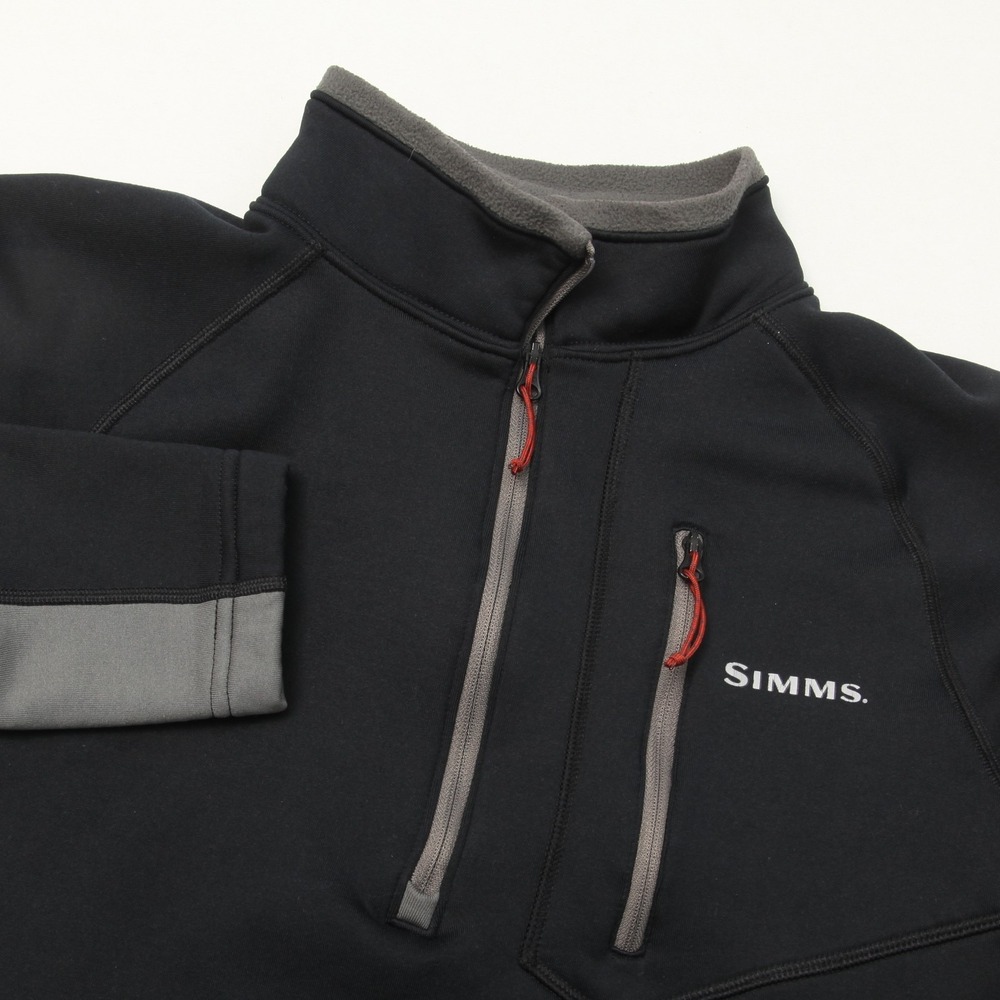 SIMMS Fishing Products Men's M Black Gray 1/4 Zip Fleece Activewear Jacket